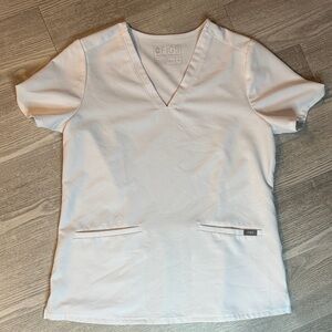 Figs Classic White V-Neck Scrub Top